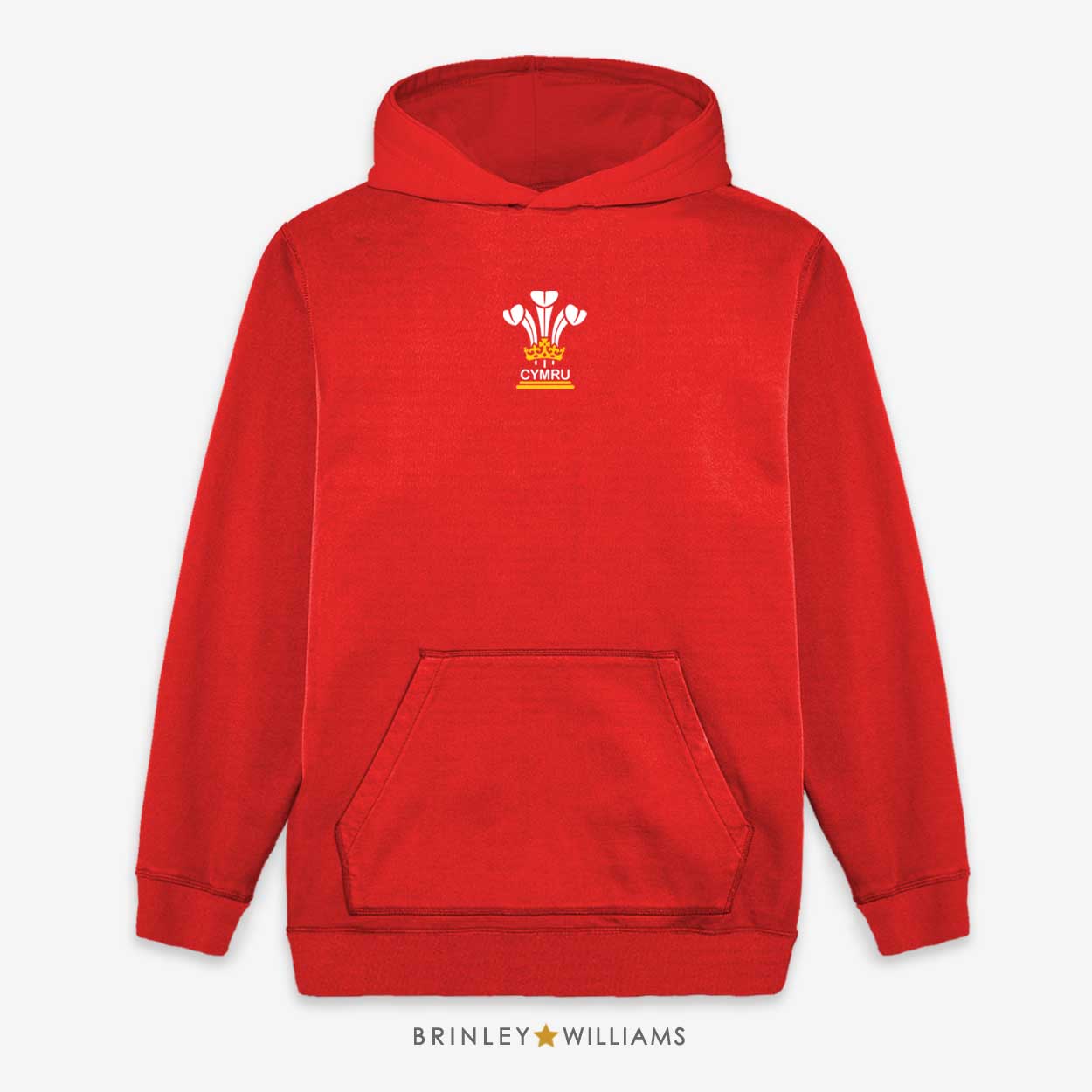 3 Feathers Cymru Kids Hoodie  - Fire red