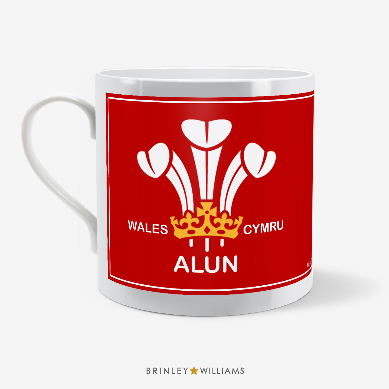 Three Feathers Personalised Welsh Mug - side one