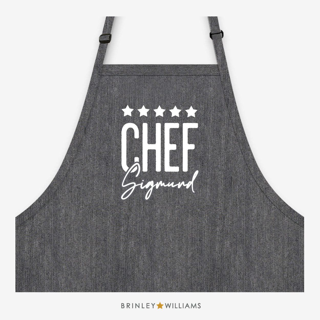 Brenin Barbeciw Denim Apron- Personalised - Black denim