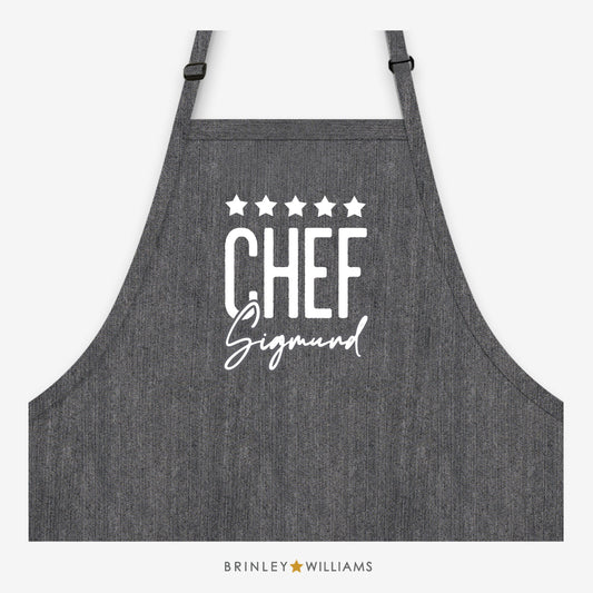 Brenin Barbeciw Denim Apron- Personalised - Black denim