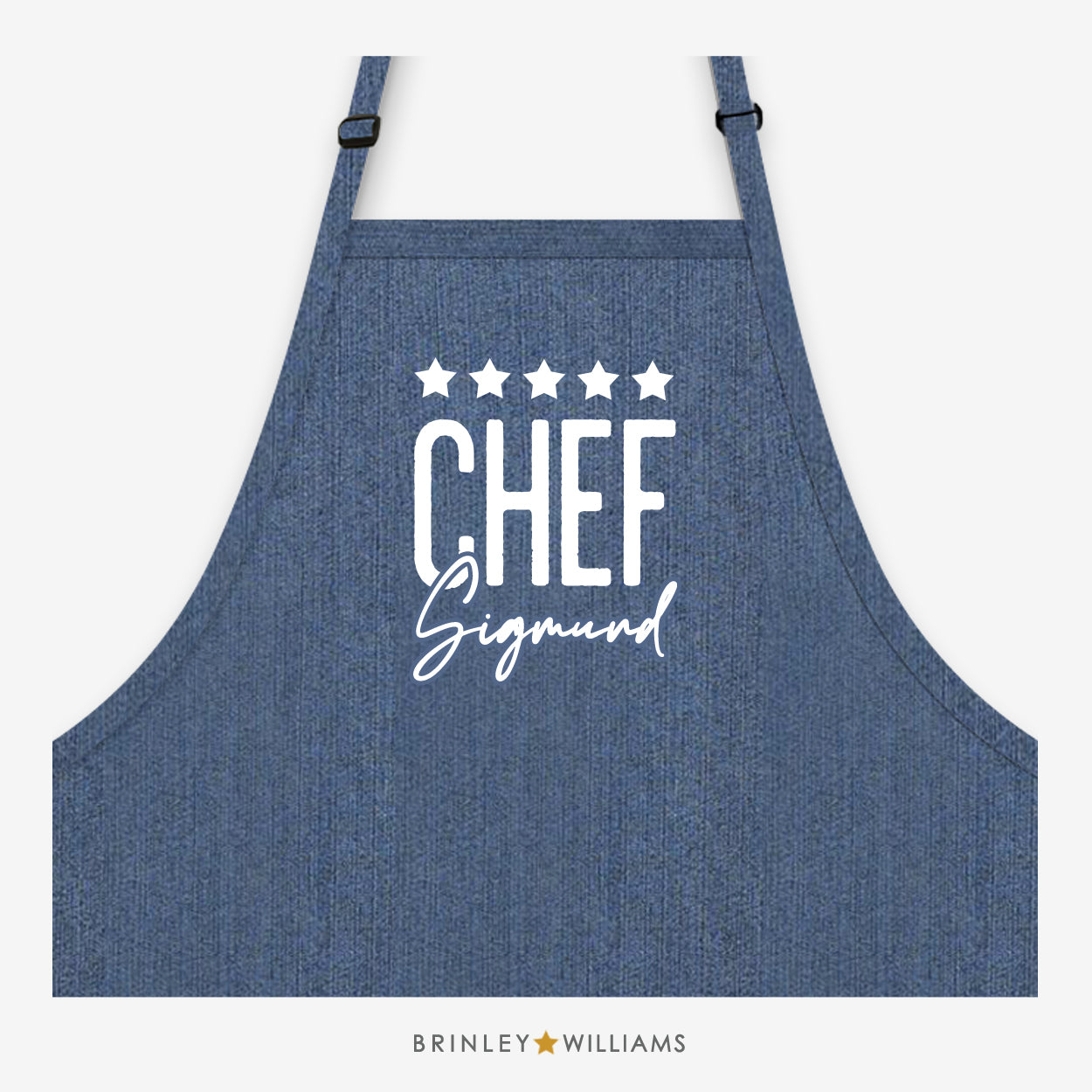 Brenin Barbeciw Denim Apron- Personalised - Indigo Blue denim