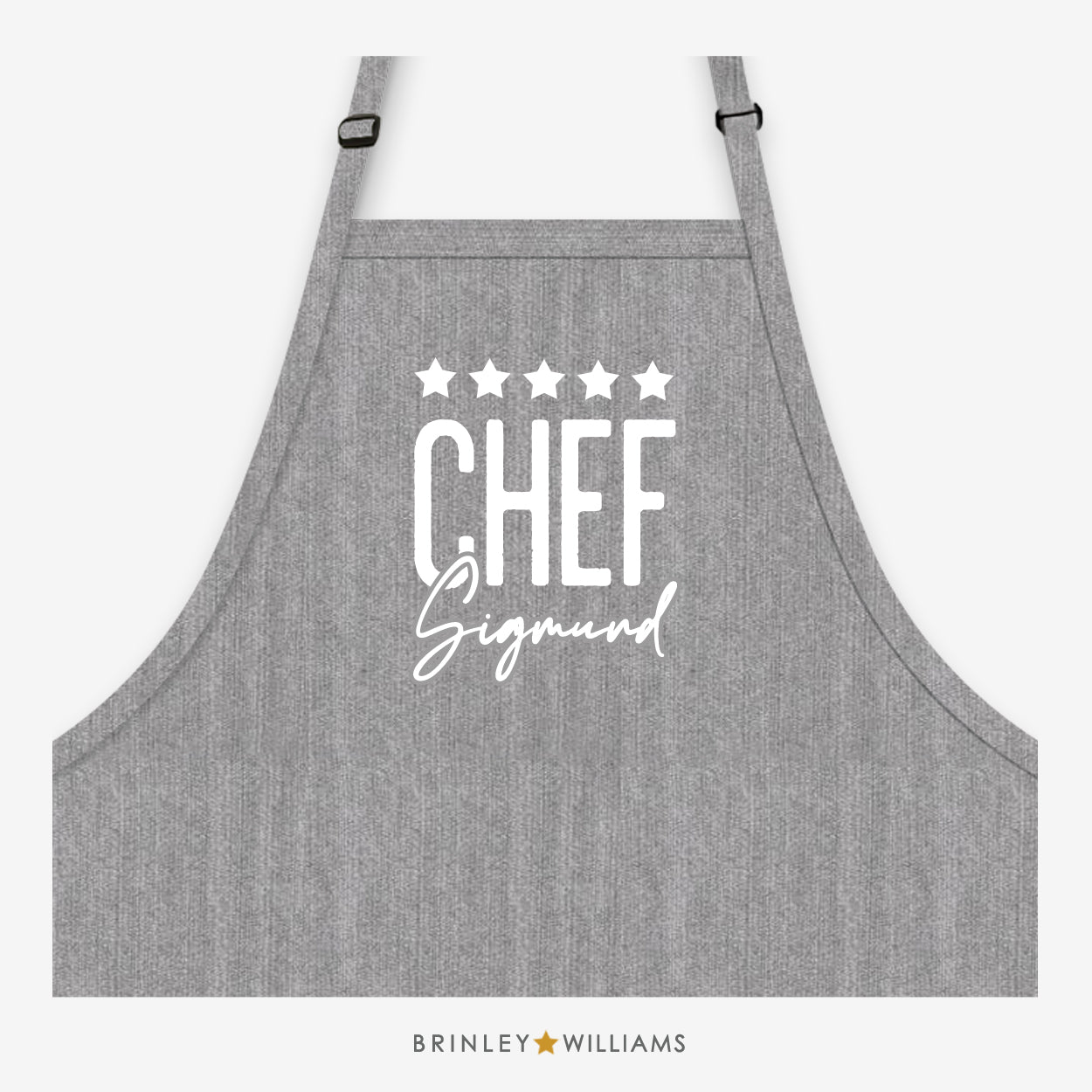 Brenin Barbeciw Denim Apron- Personalised - Grey denim