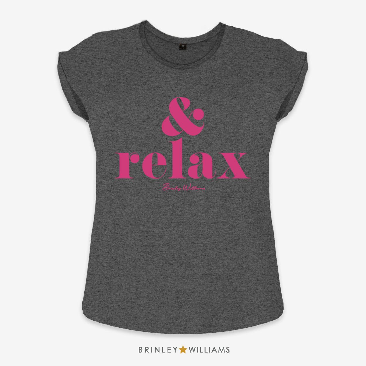 & Relax Rolled Sleeve T-shirt - Charcoal
