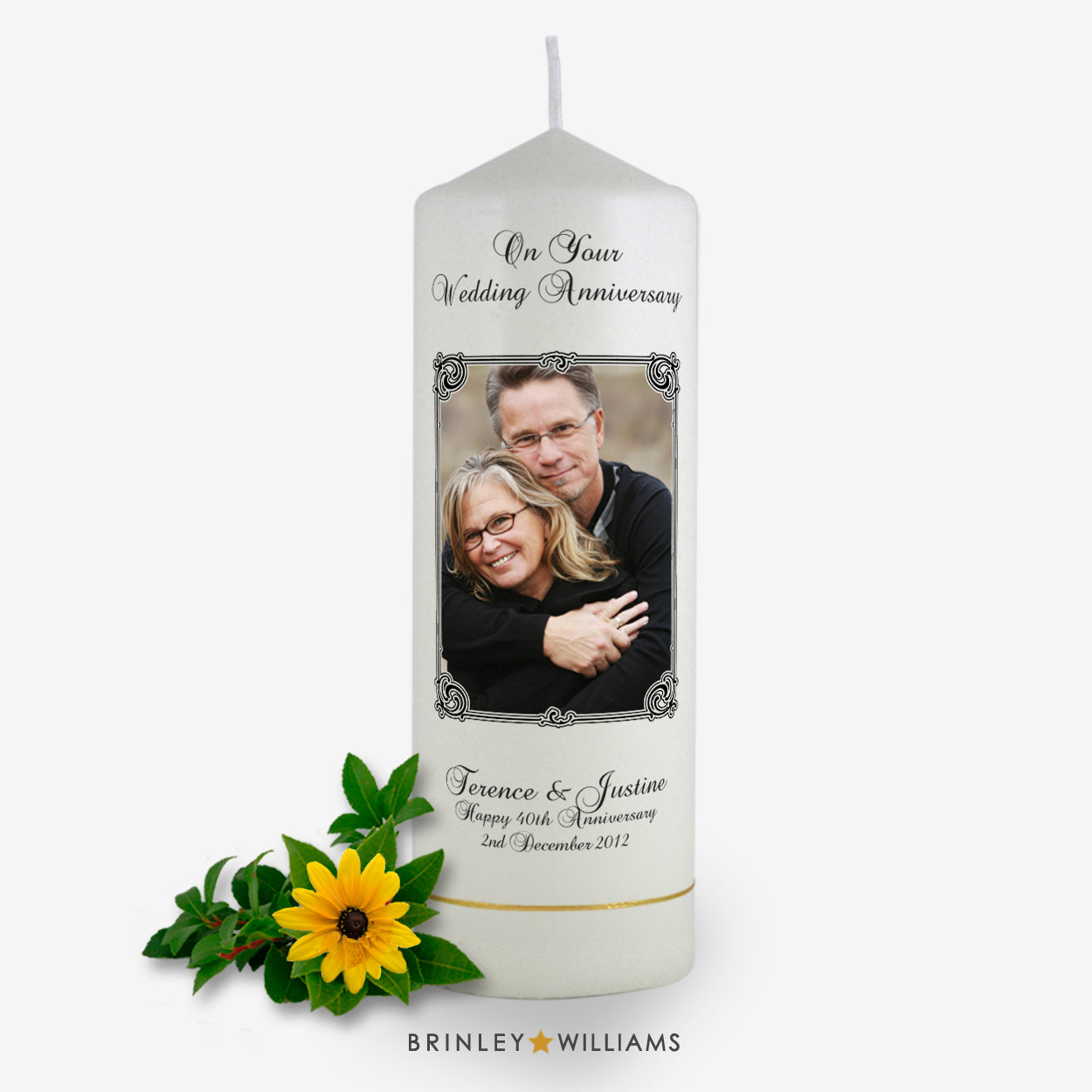 Art Nouveau Photo Anniversary Candle - charcoal