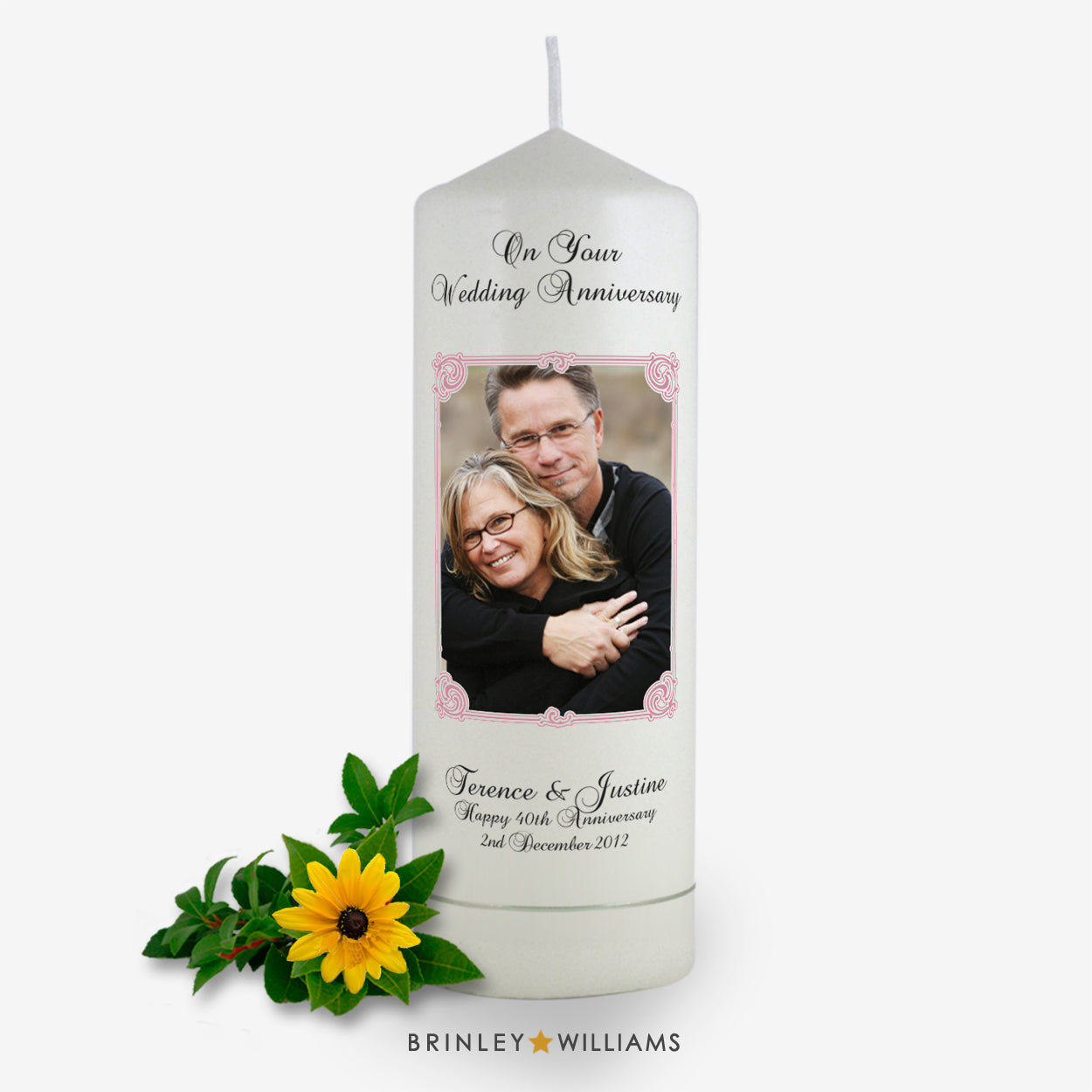 Art Nouveau Photo Anniversary Candle - soft pink