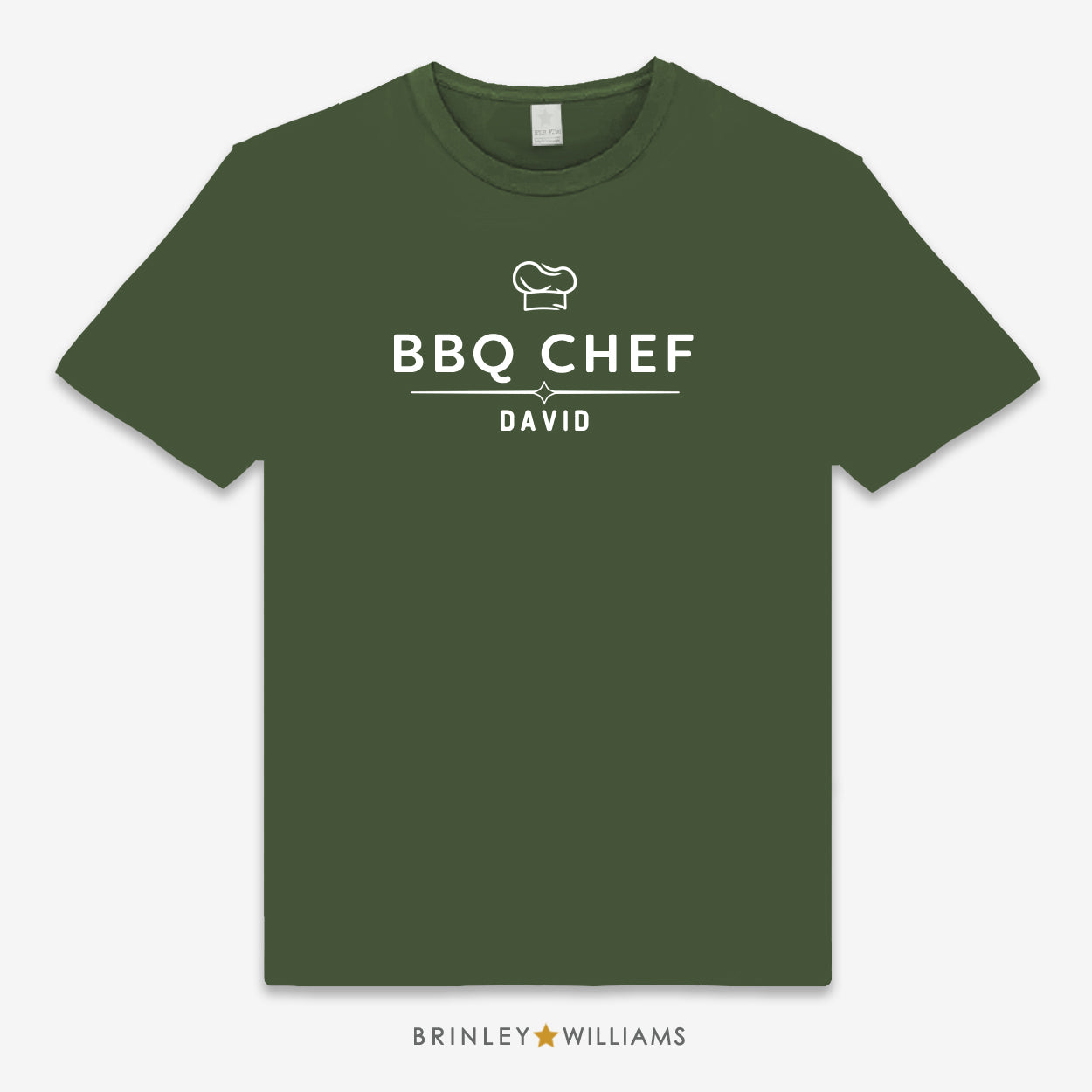 BBQ Chef Personalised Unisex Culinary T-shirt - military green