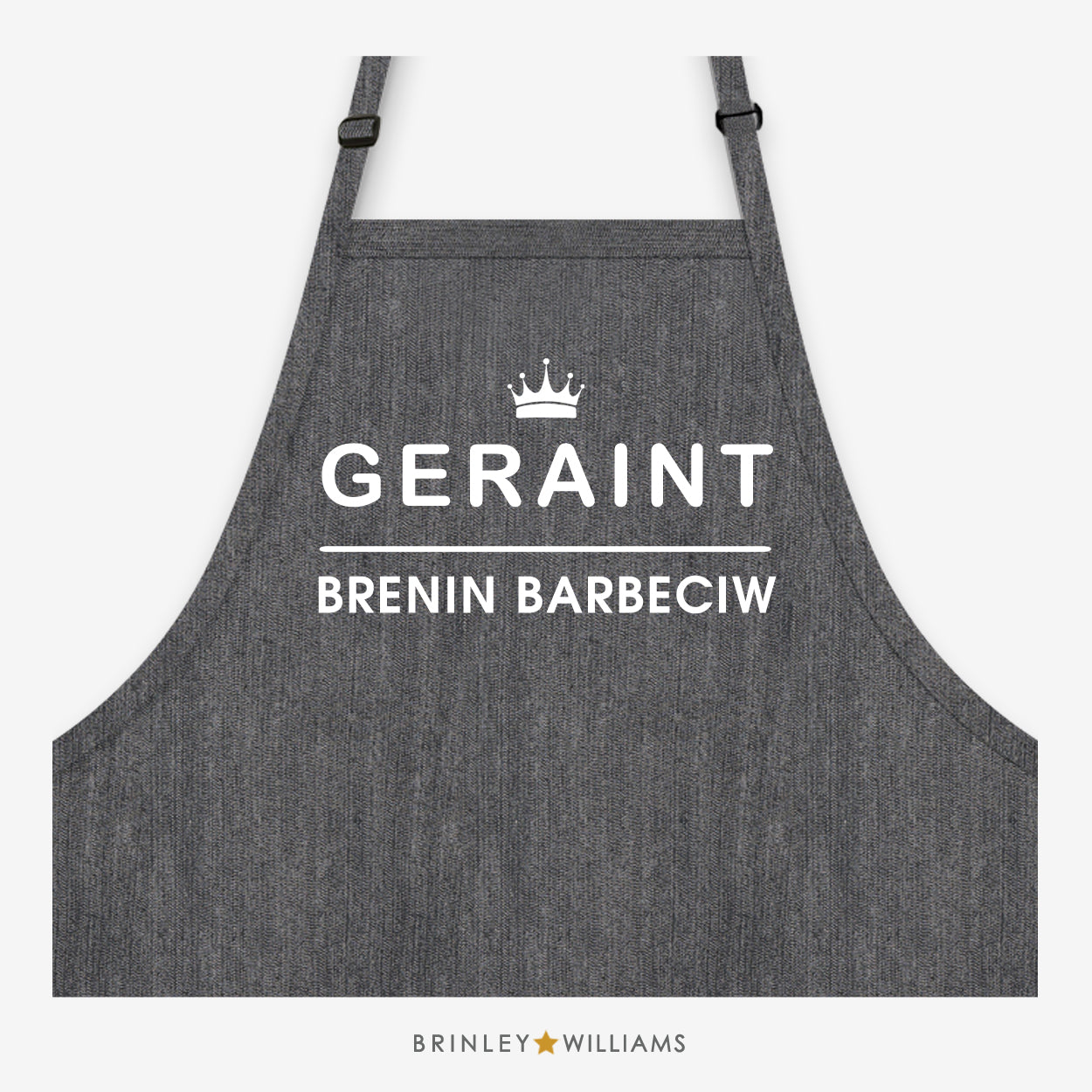 Brenin Barbeciw Denim Apron - Personalised - Black Denin