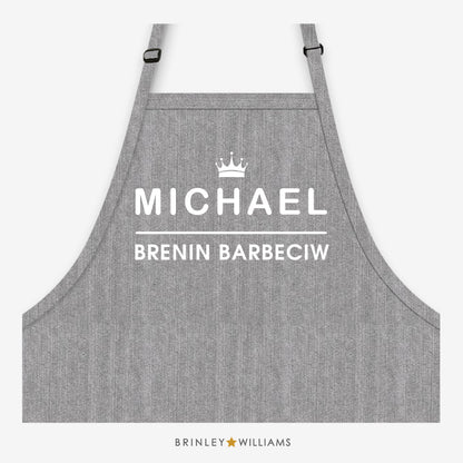Brenin Barbeciw Denim Apron- Personalised - Grey Denim