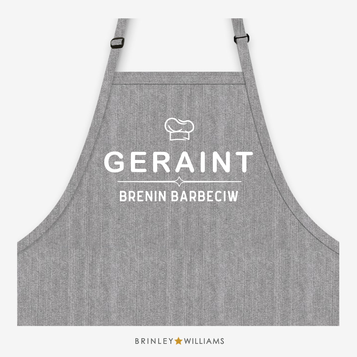 Brenin Barbeciw Personalised Denim Apron - Grey