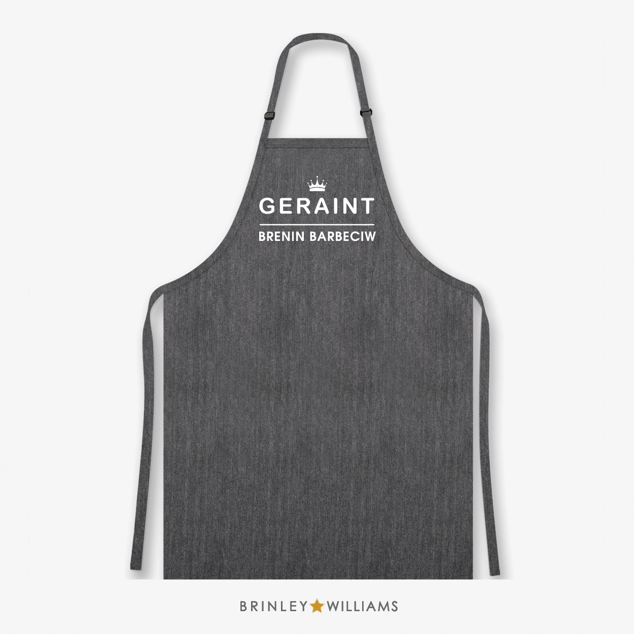 Brenin Barbeciw Denim Apron - Personalised - Zoom