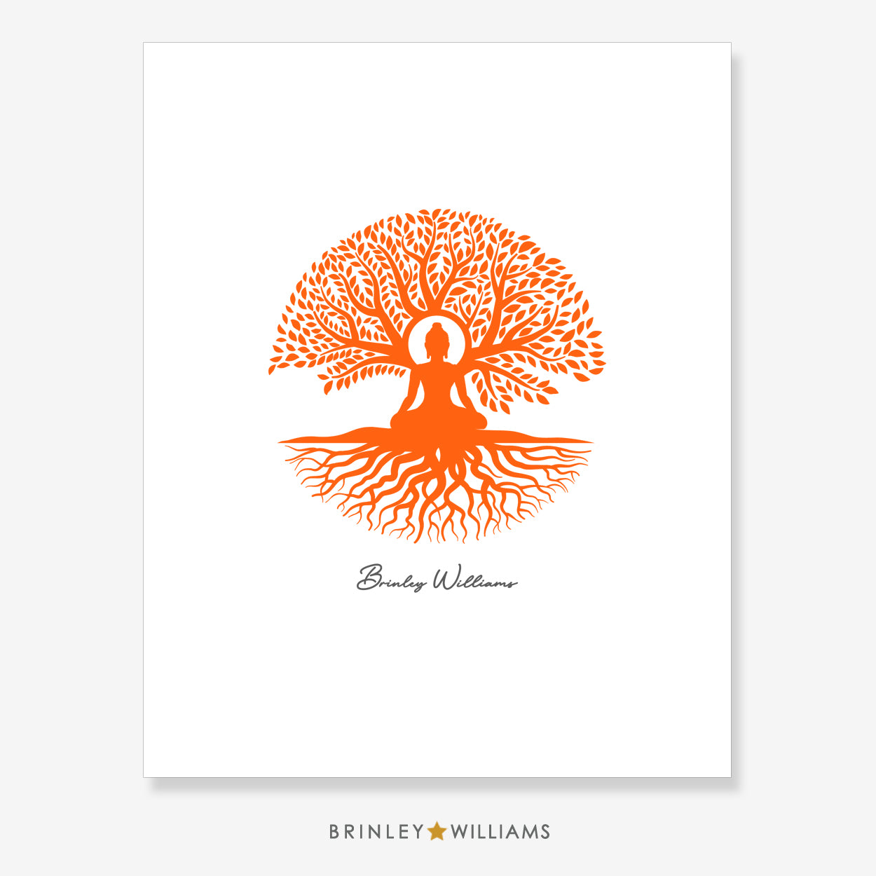 Buddha Tree Wall Art Poster - Orange