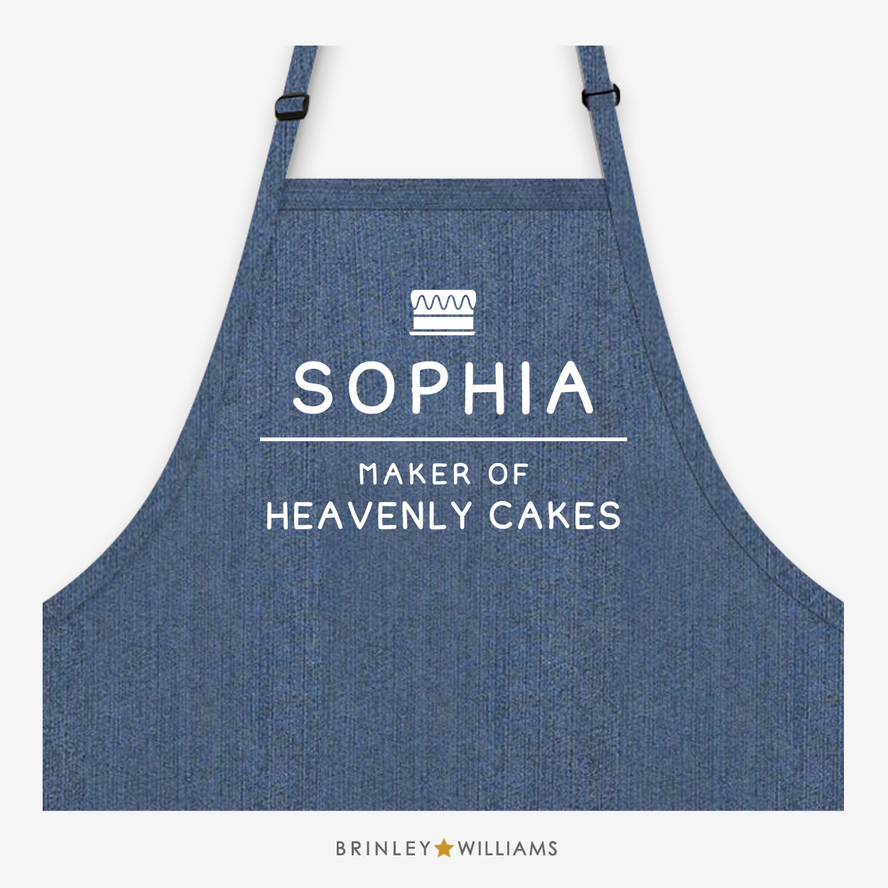 Maker of Heavenly Cakes Apron - Personalised - Indigo Blue Denim