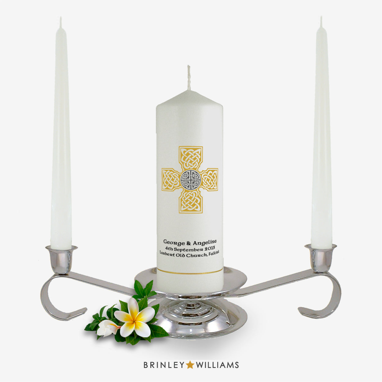 Celtic Brooch Personalised Unity Candle - Bronze