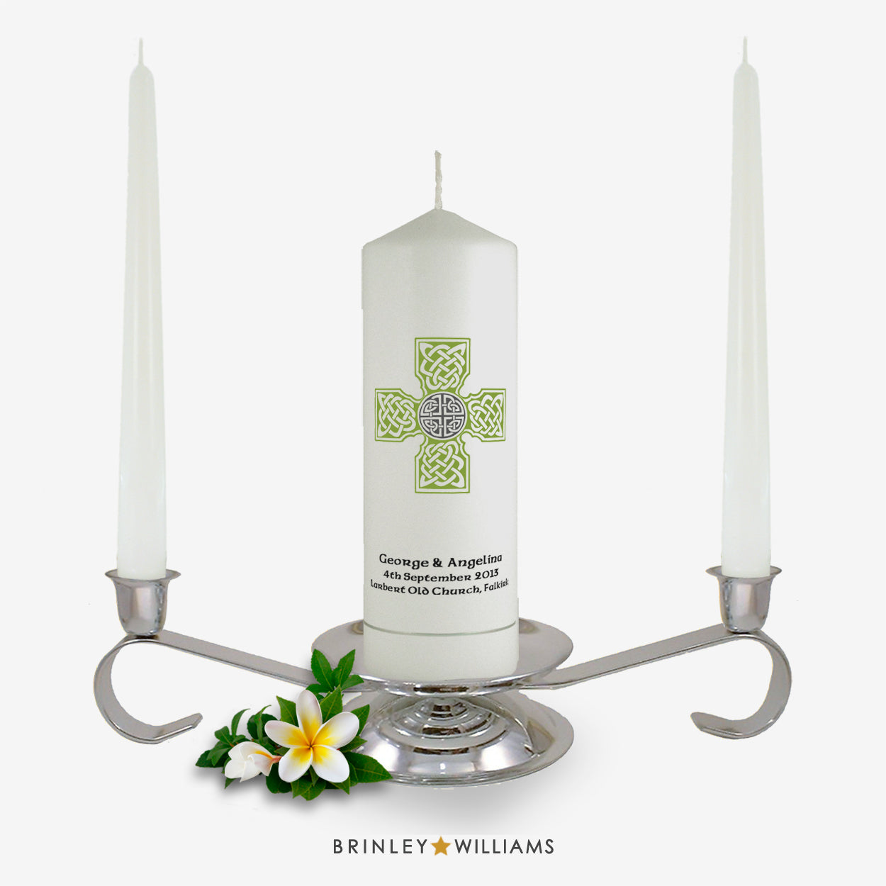 Celtic Brooch Personalised Unity Candle - Emerald