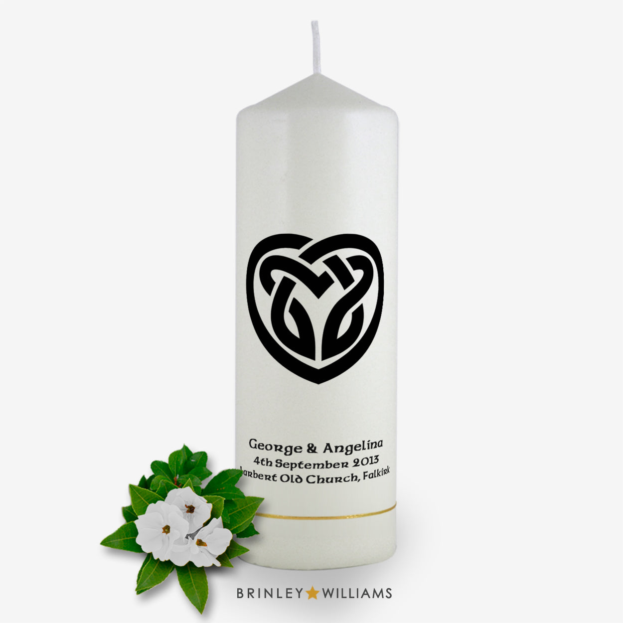 Celtic Heart Personalised Wedding Candle - Charcoal