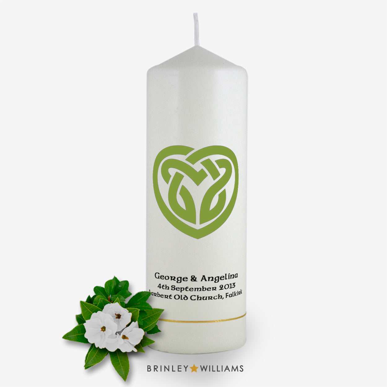 Celtic Heart Personalised Wedding Candle - Emerald