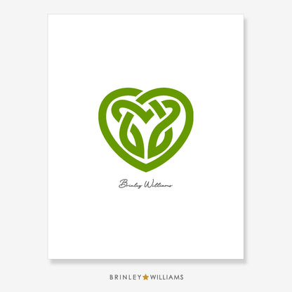 Celtic Knotwork Heart Wall Art Poster - Green