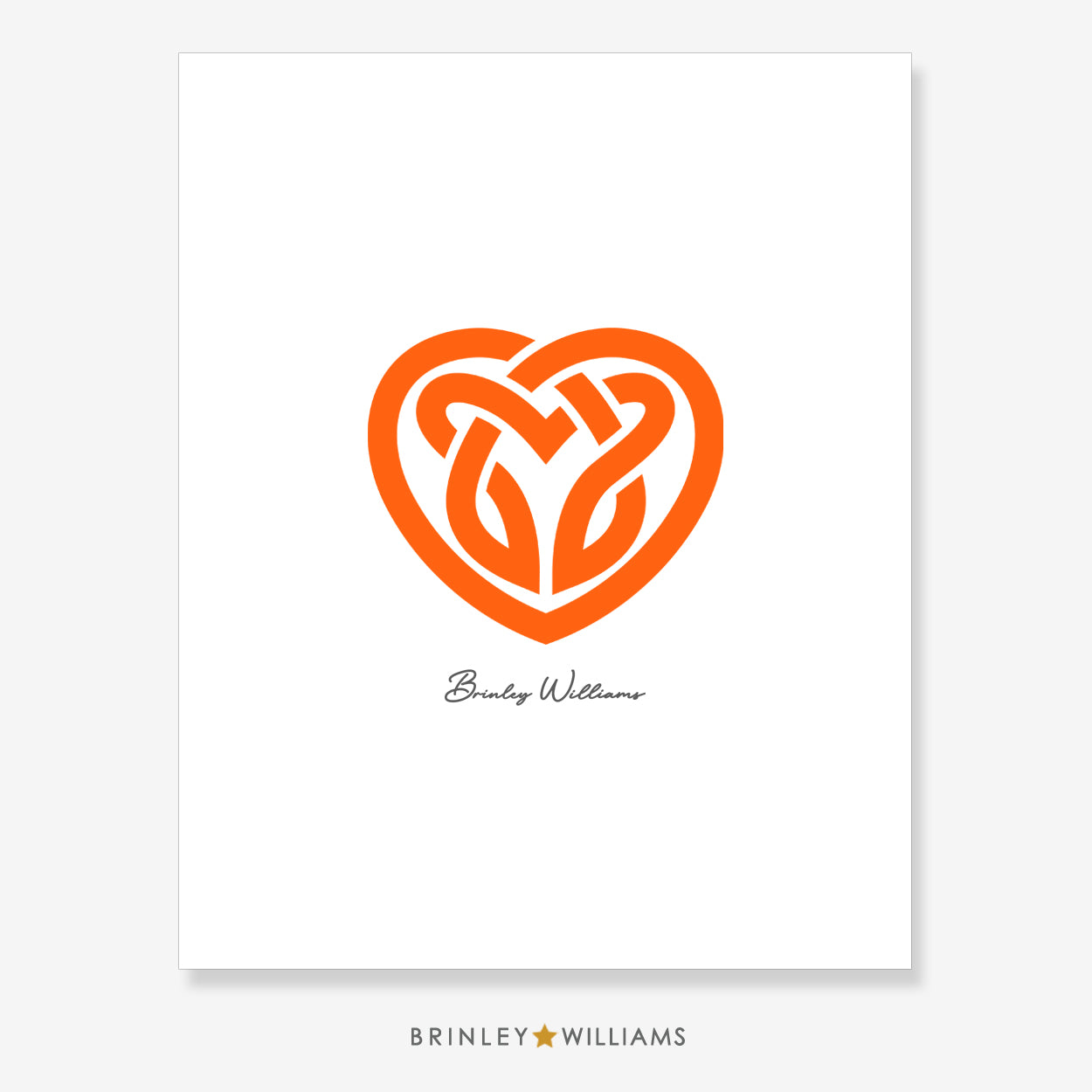 Celtic Knotwork Heart Wall Art Poster - Orange