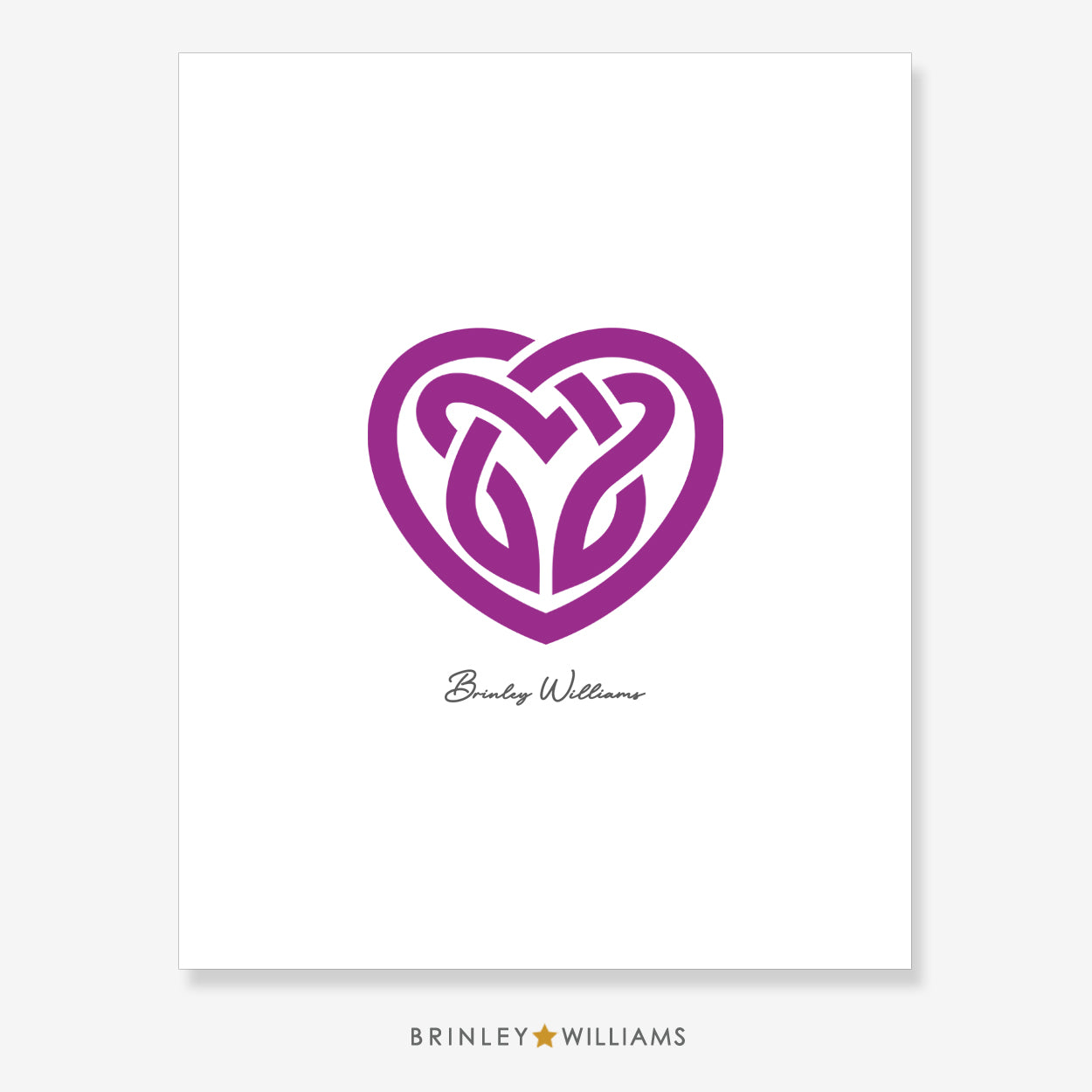 Celtic Knotwork Heart Wall Art Poster - Purple