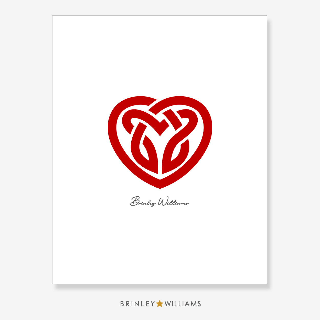 Celtic Knotwork Heart Wall Art Poster - Red