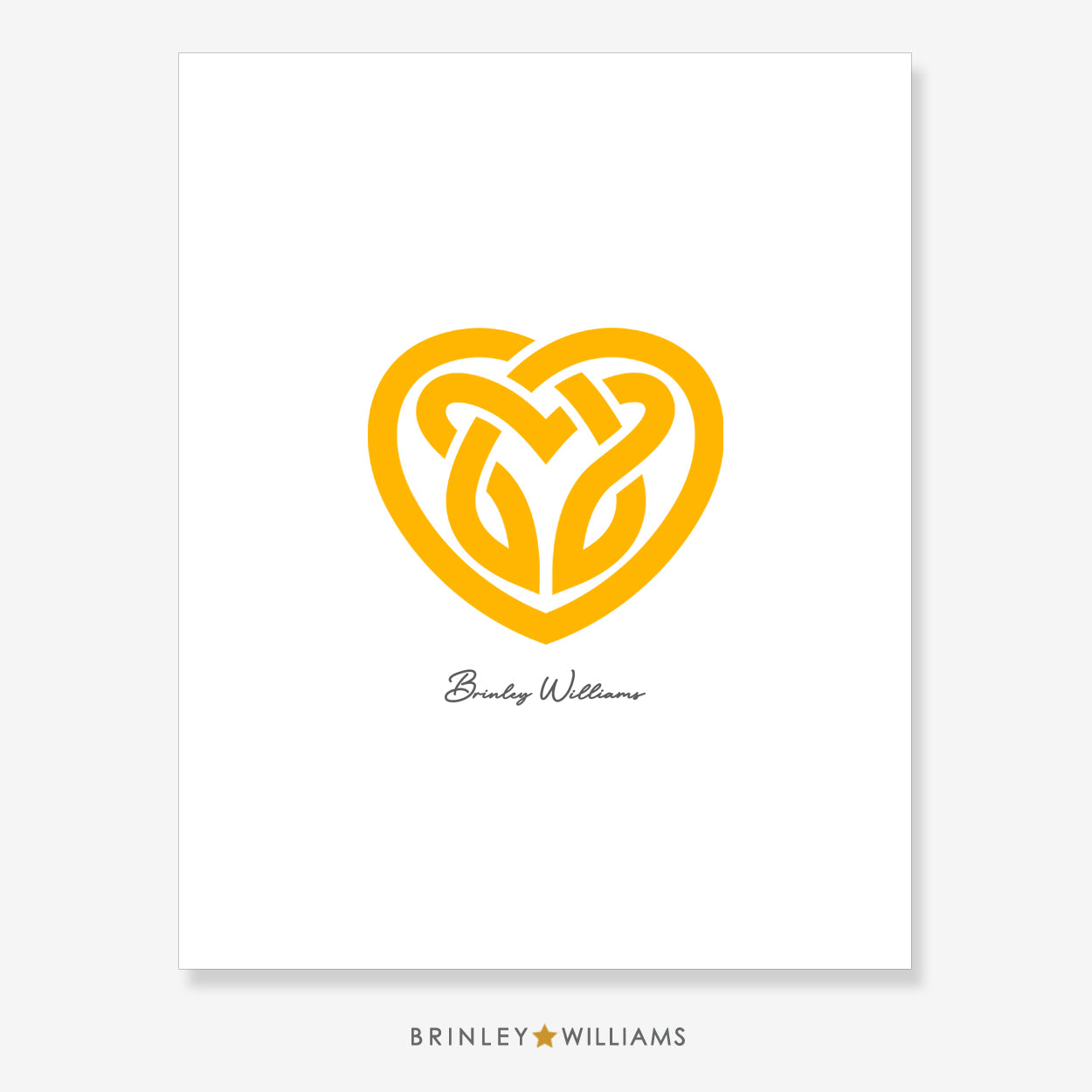 Celtic Knotwork Heart Wall Art Poster - Yellow