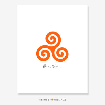 Celtic Triskele Wall Art Poster - Orange
