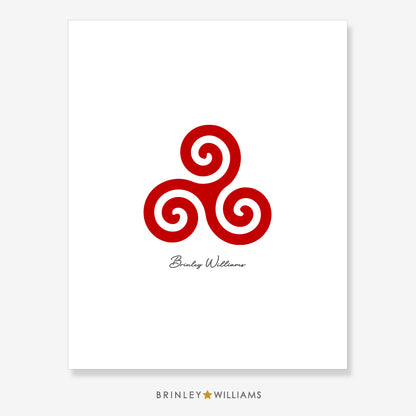 Celtic Triskele Wall Art Poster - Red