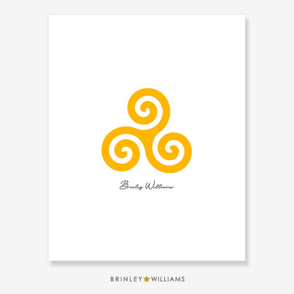 Celtic Triskele Wall Art Poster - Yellow