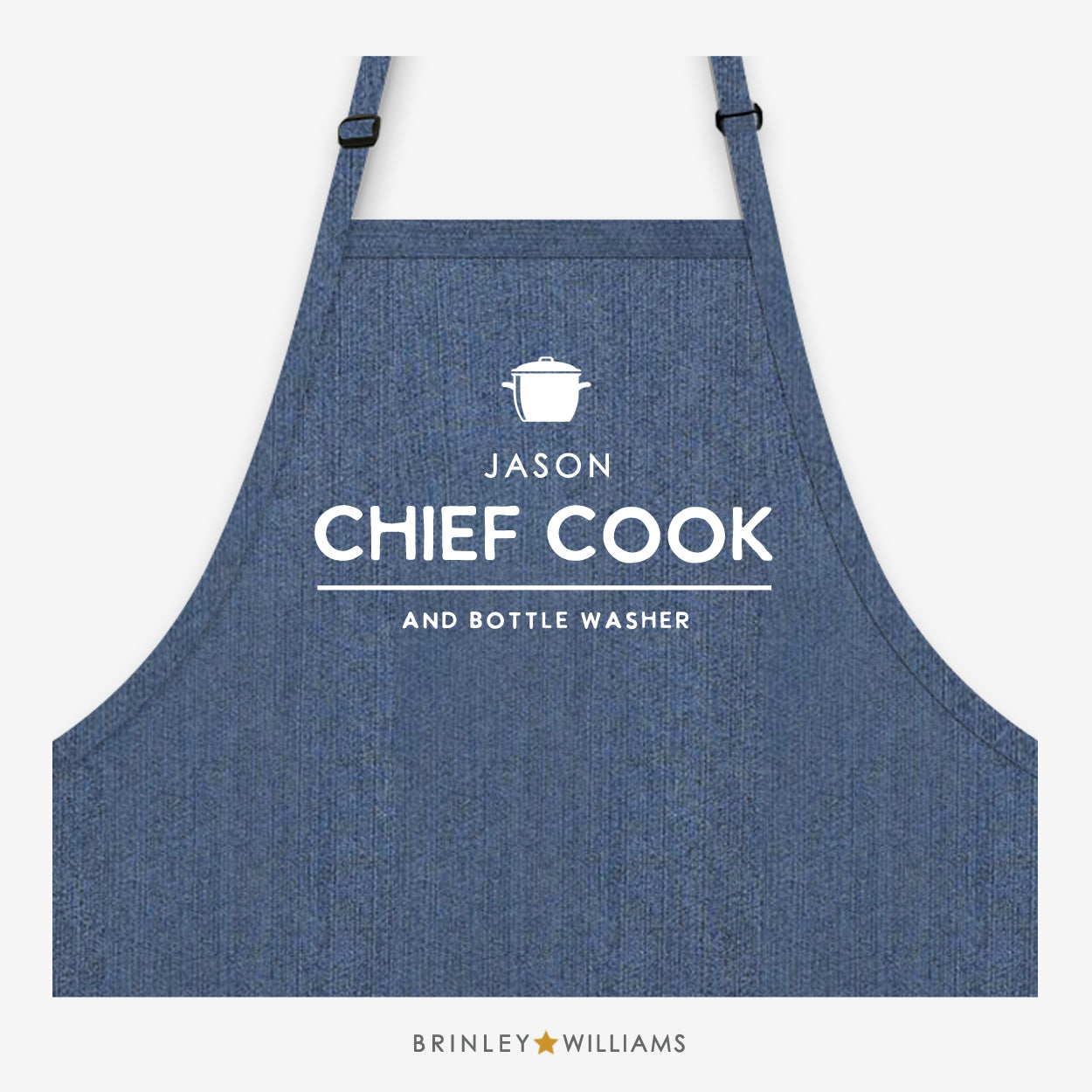Chief Cook & Bottle Washer Apron - Personalised - Indigo Blue Denim