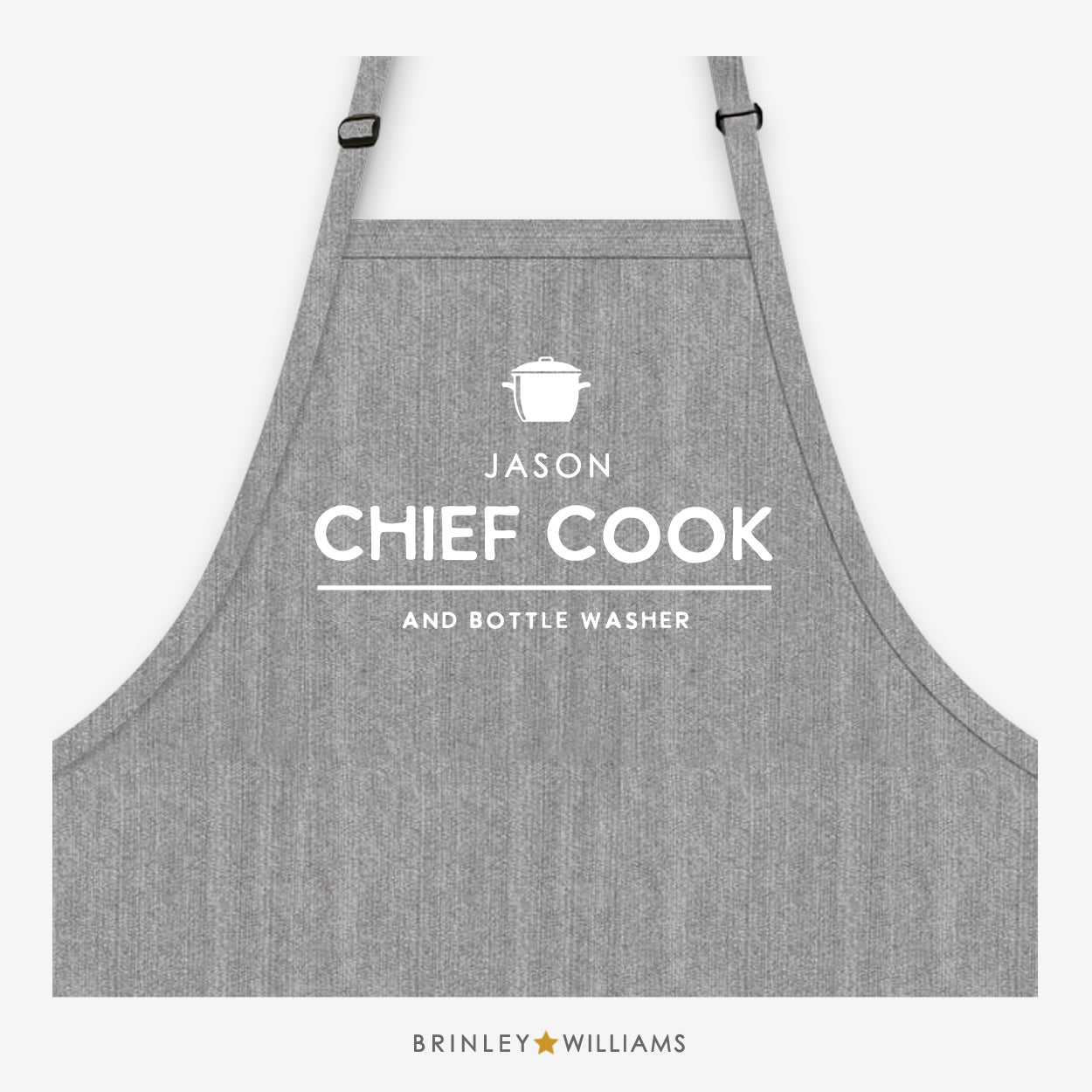 Chief Cook & Bottle Washer Apron - Personalised - Grey Denim