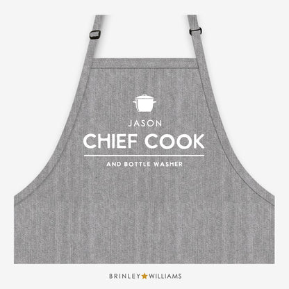 Chief Cook & Bottle Washer Apron - Personalised - Grey Denim