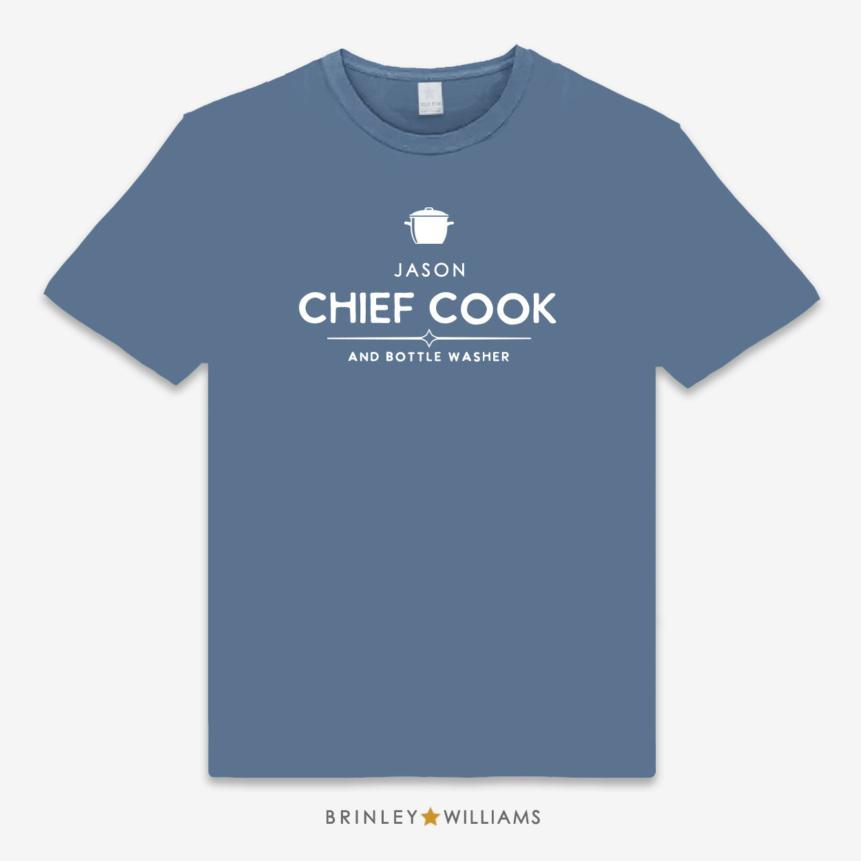 Chief Cook & Bottle Washer Personalised Unisex Culinary T-shirt - indigo