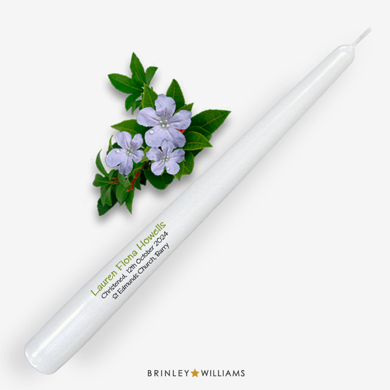 Personalised Christening Taper Candle - Emerald