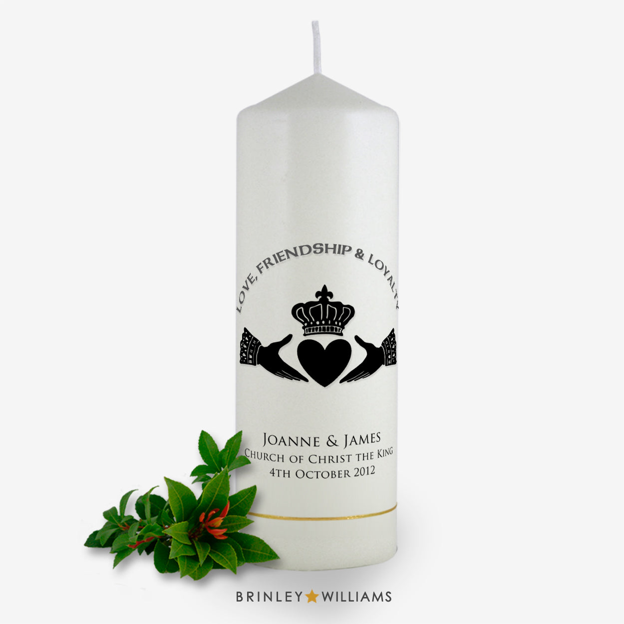 Claddagh Personalised Wedding Candle - Charcoal