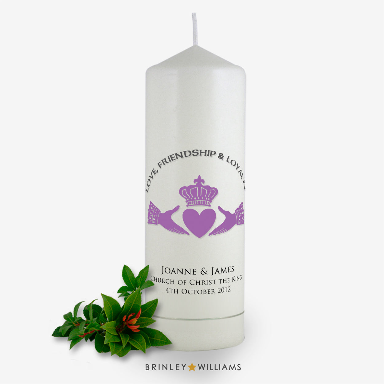 Claddagh Personalised Wedding Candle - Lavender