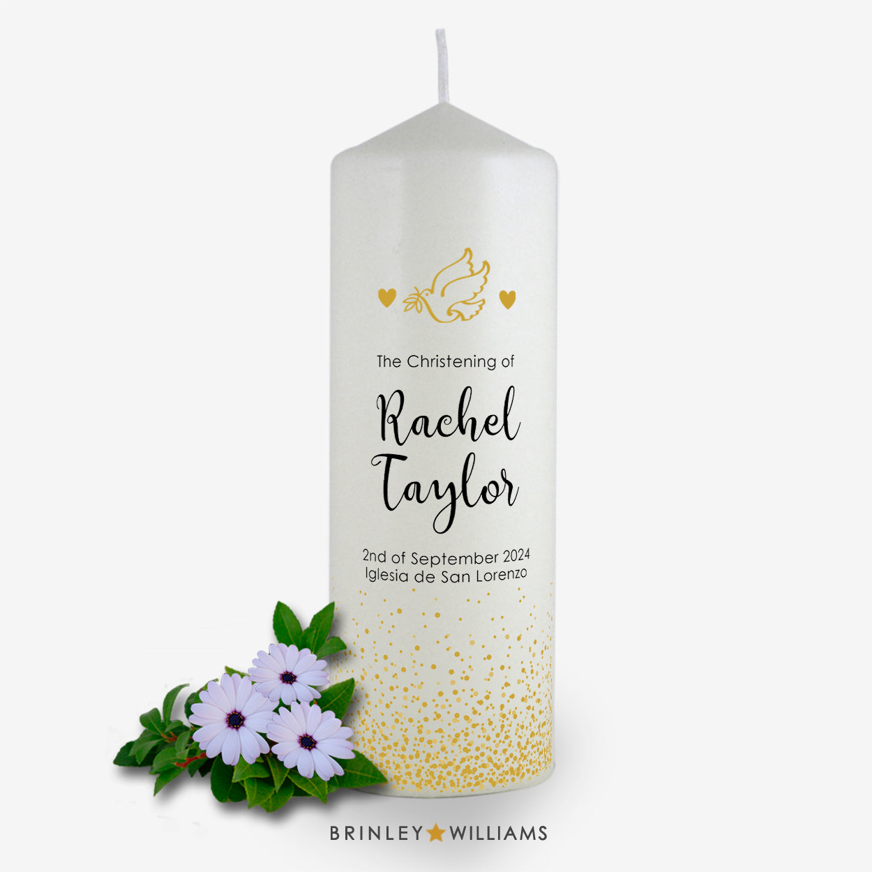 Confetti Personalised Christening Candle - Bronze