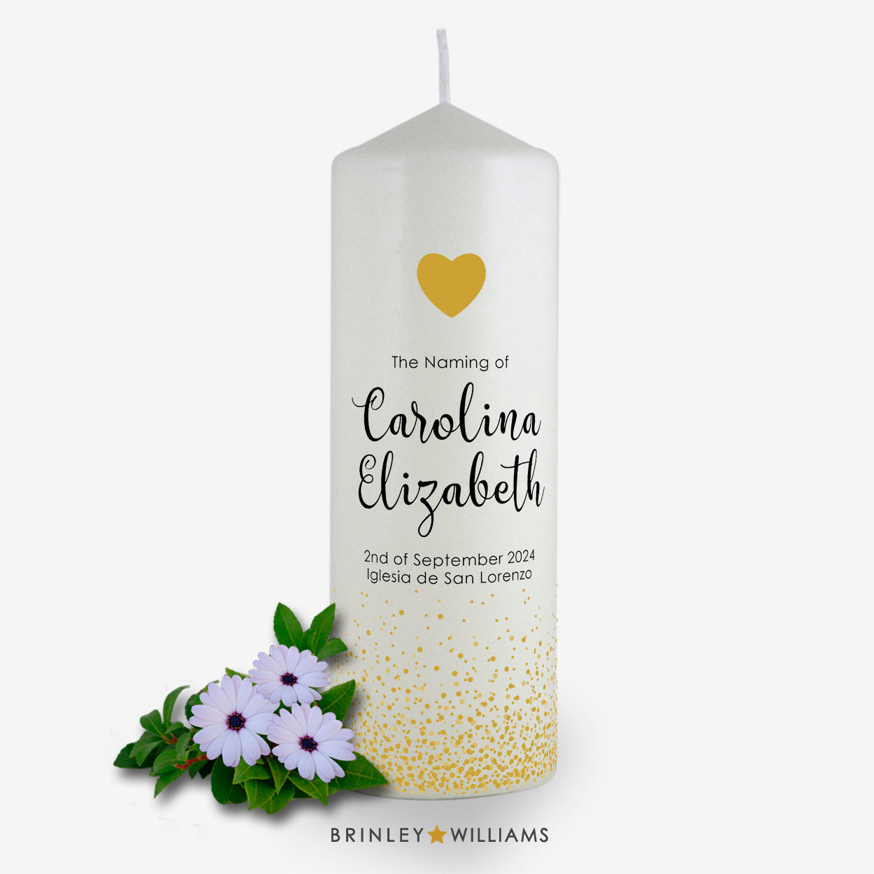 Confetti Personalised Naming Day Candle - Bronze