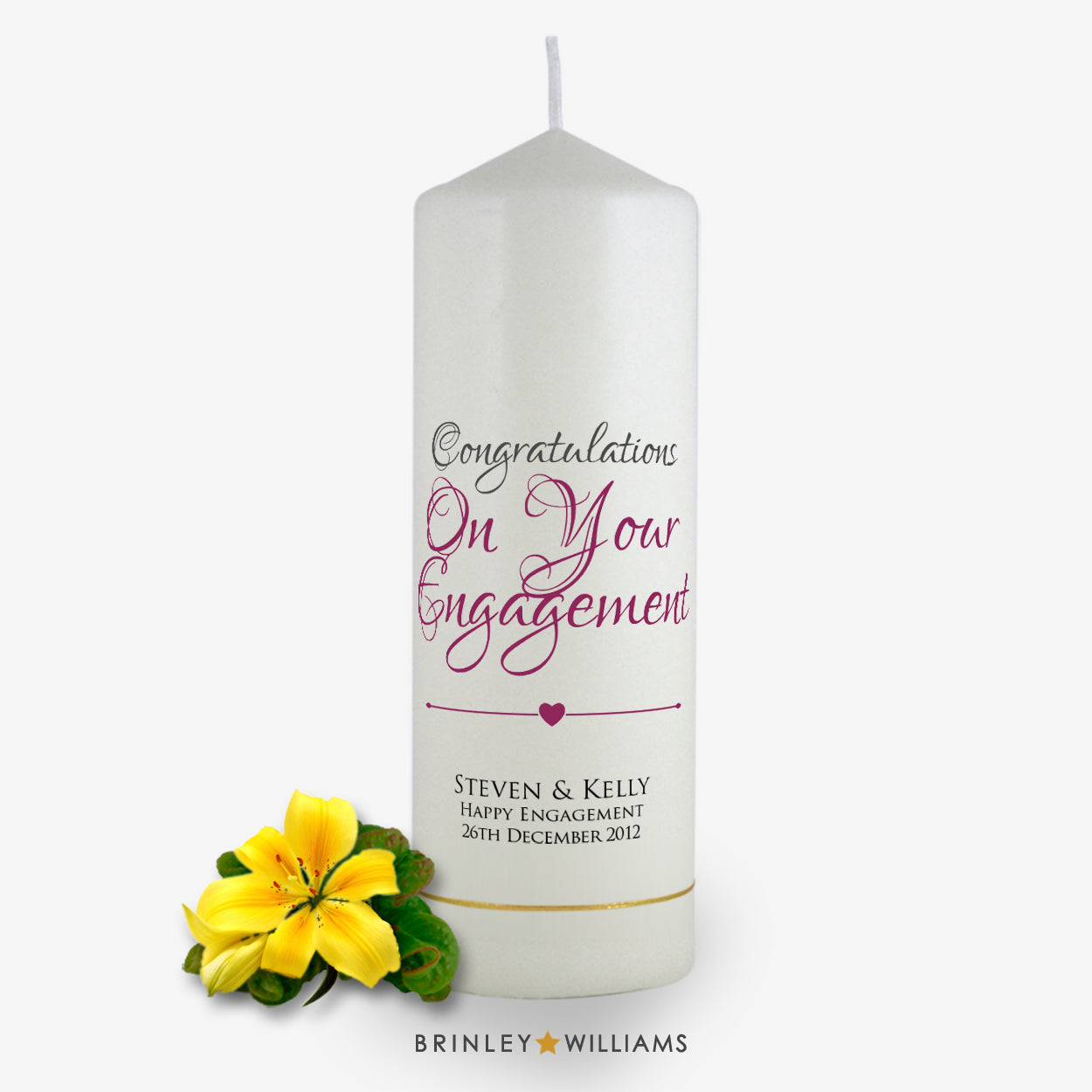 Congratulations On Your Engagement Personalised Candle - Burgundy
