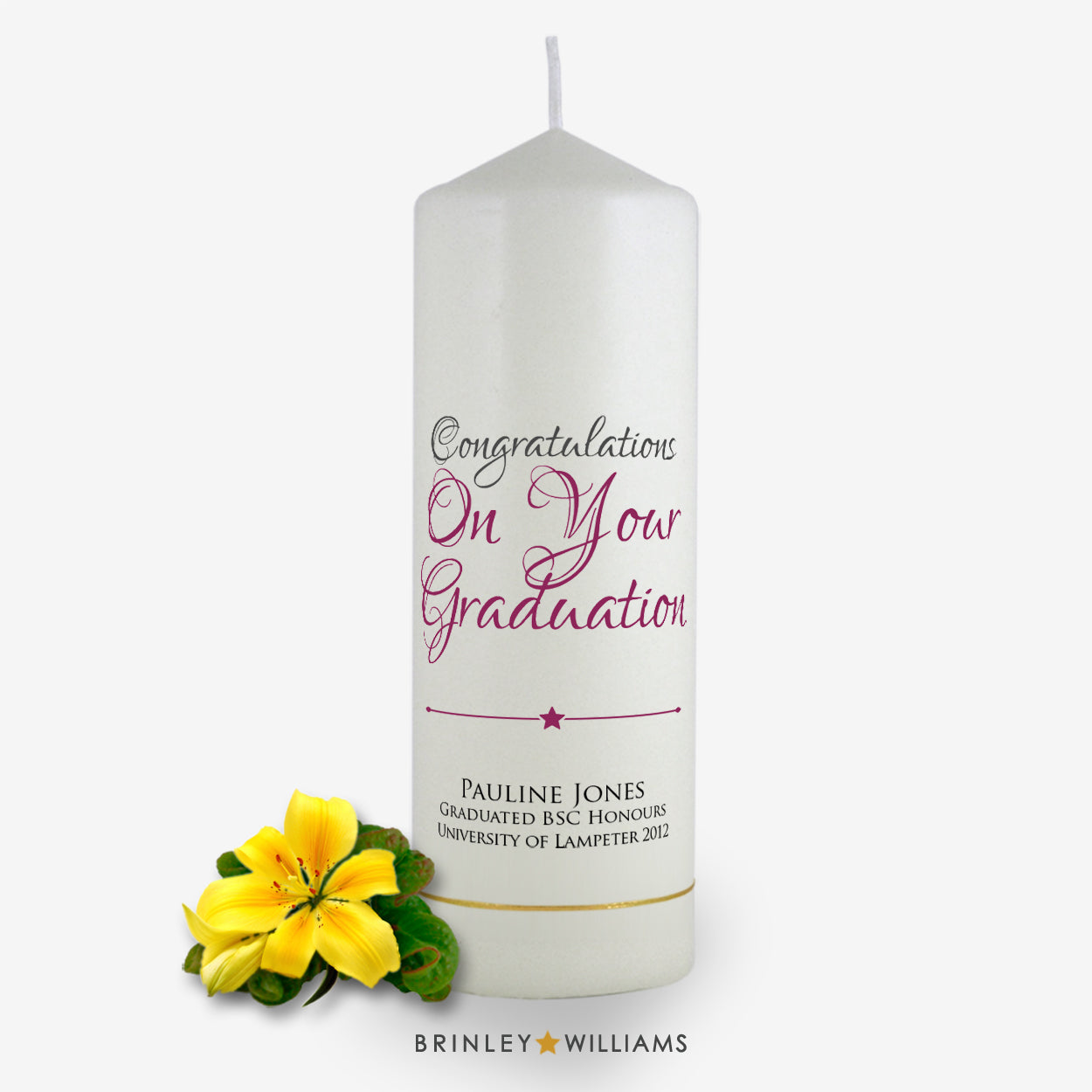 Congratulations On Your Graduation Personalised Candle - Burgundy