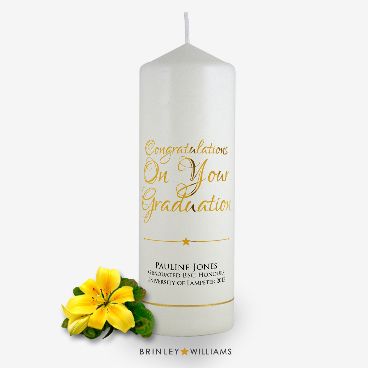 Congratulations On Your Graduation Personalised Candle - Gold Foil