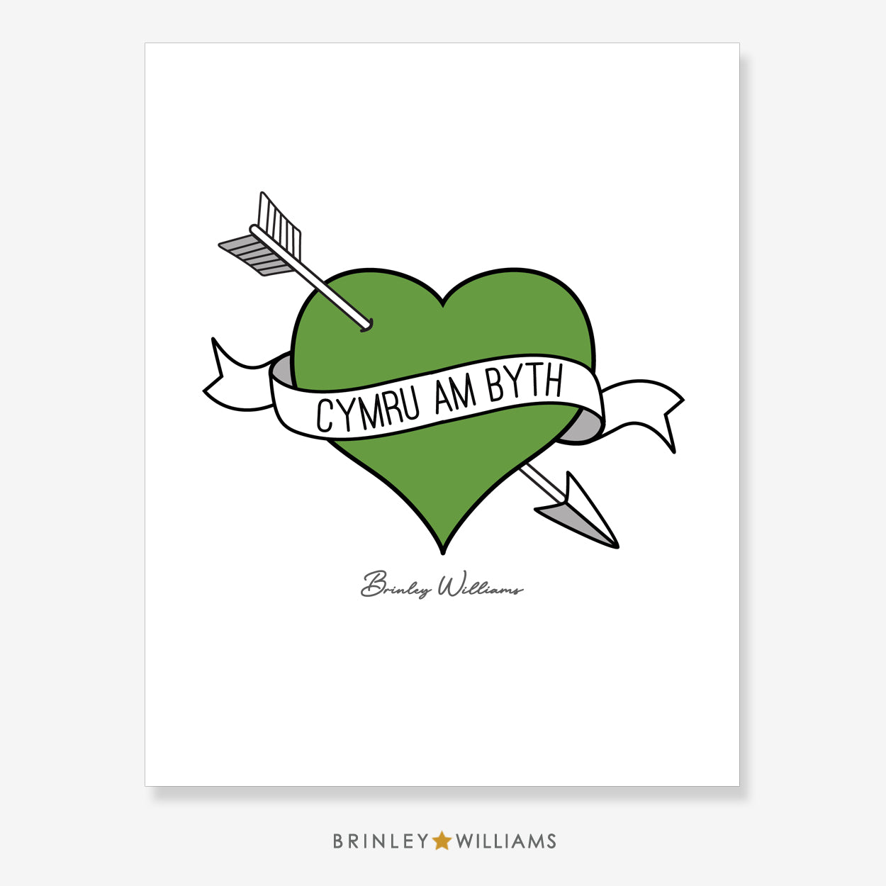 Cymru Am Byth Heart Wall Art Poster - Green