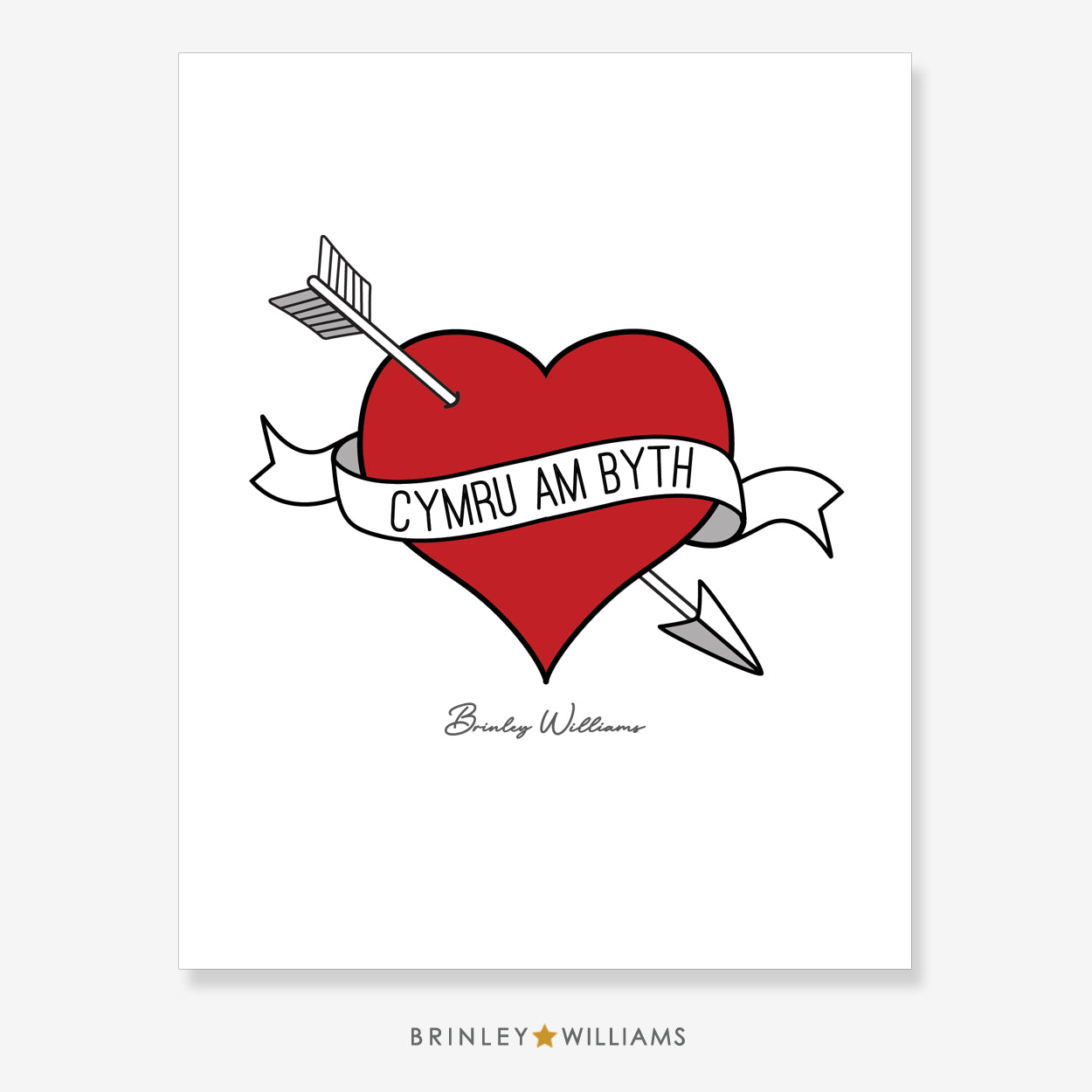 Cymru Am Byth Heart Wall Art Poster - Red