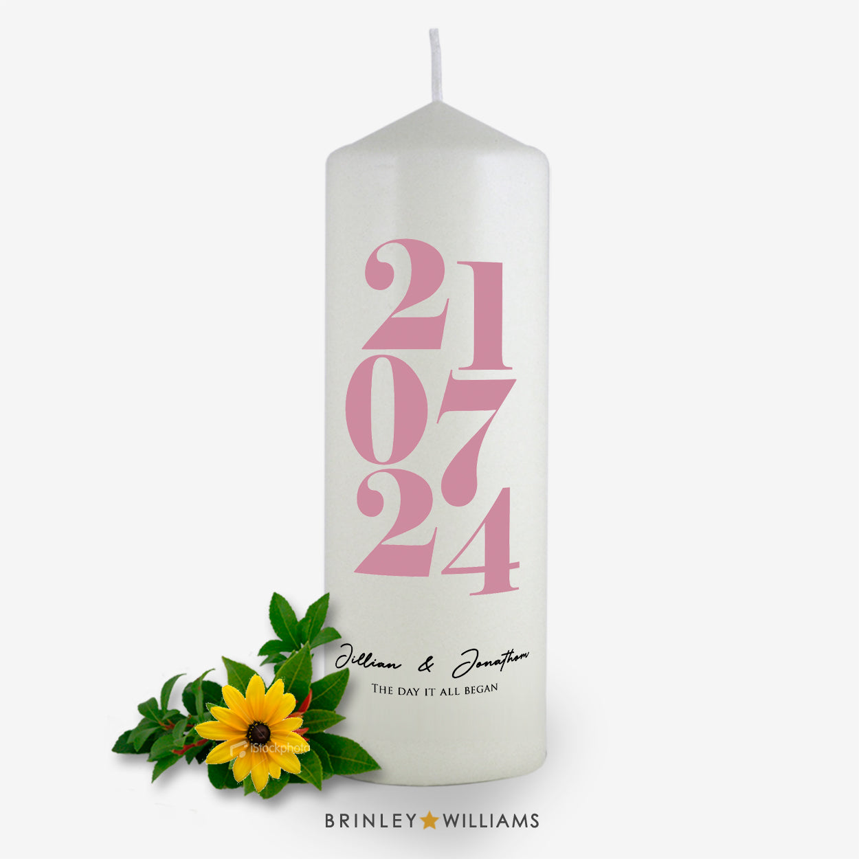 The Date Personalised Candle - Soft Pink