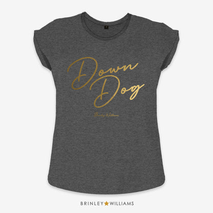 Down Dog Rolled Sleeve T-shirt - Charcoal