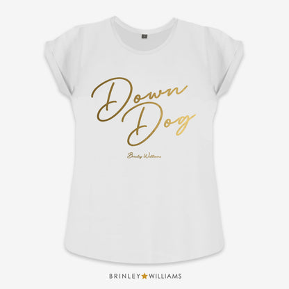 Down Dog Rolled Sleeve T-shirt - White