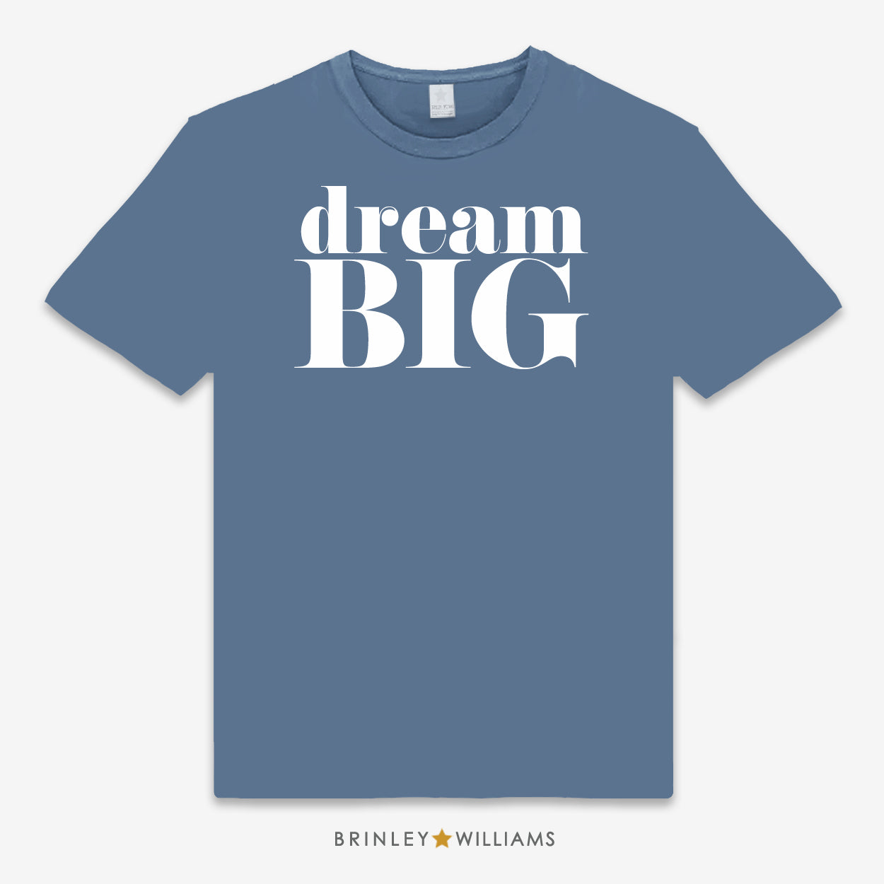 Indigo Blue Unisex t-shirt with 'dream BIG' text design in large letters