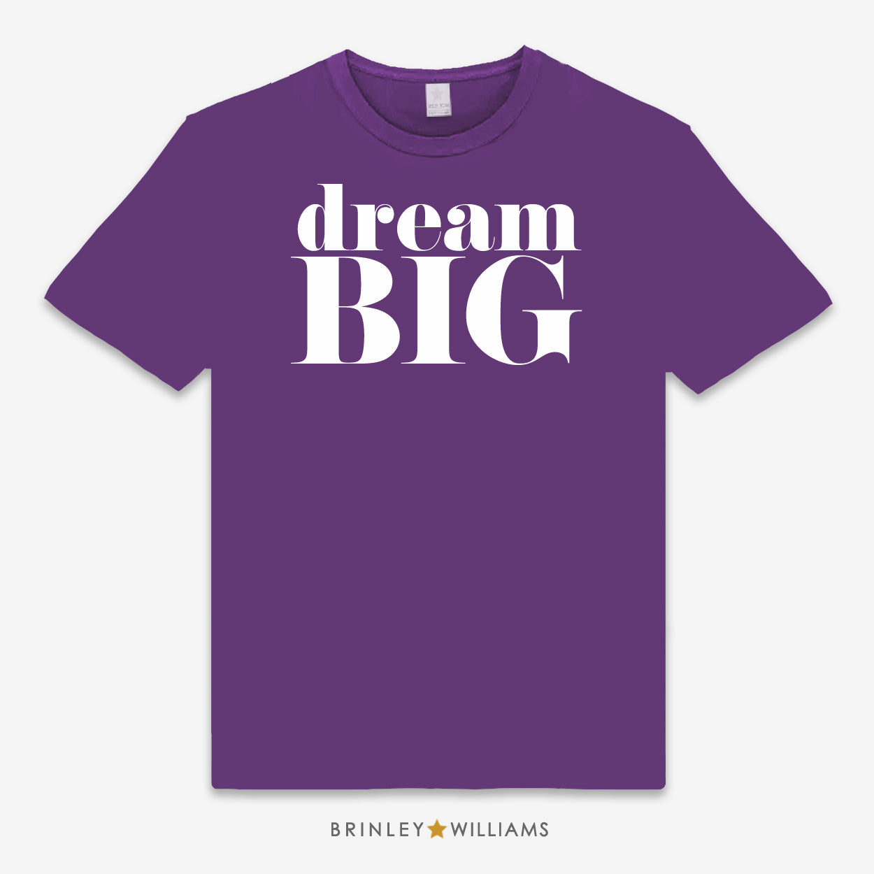 Purple Unisex t-shirt with 'dream BIG' text design in large letters