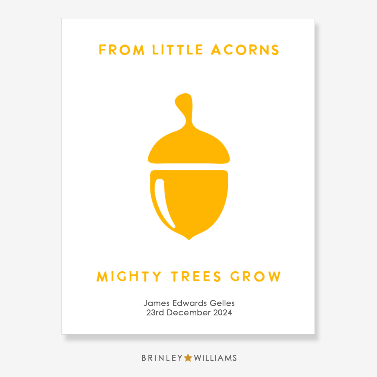 From Little Acorns Mighty Tress Grow Wall Art Poster - Personalised - Yellow