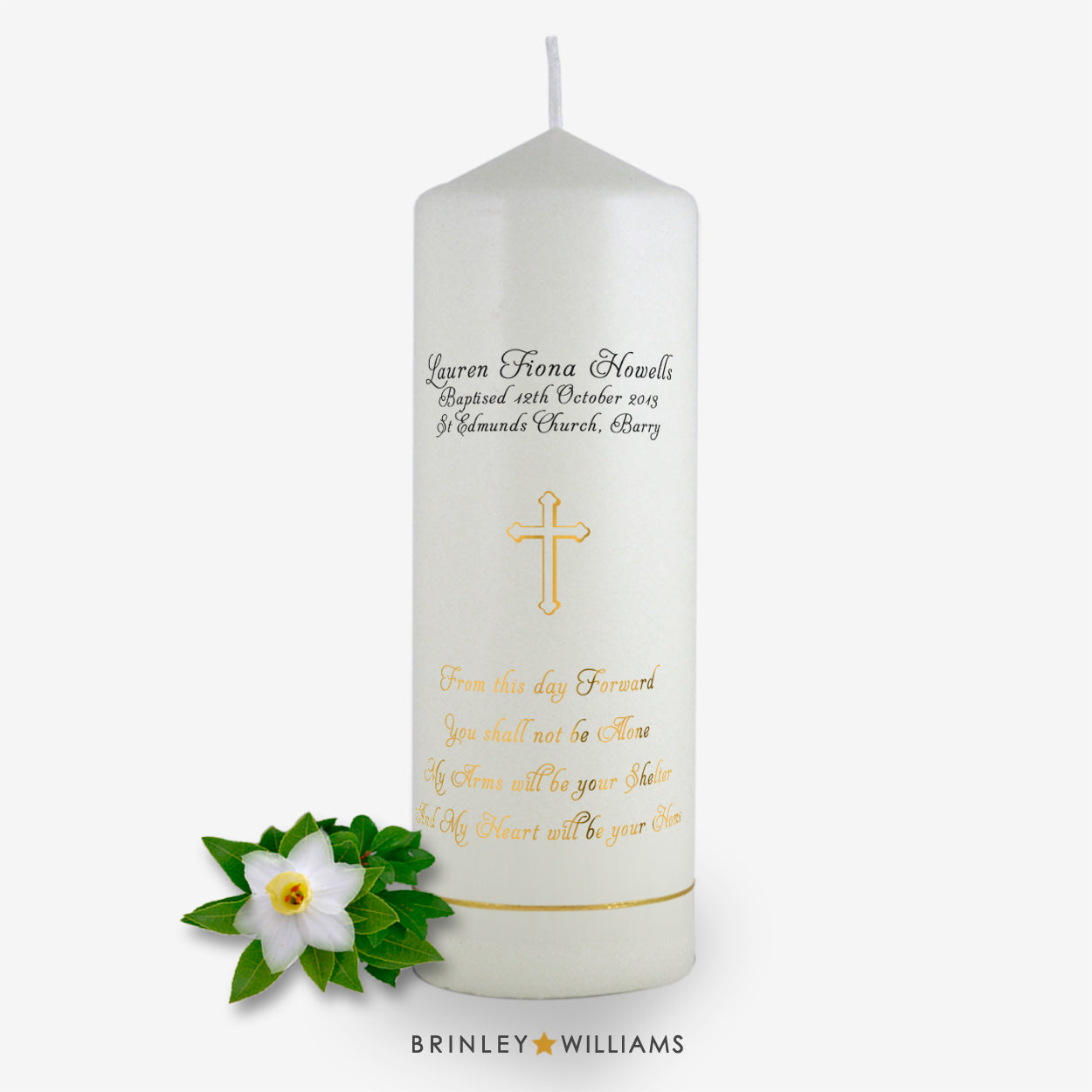From this day forward Personalised Baptism Candle - Gold Foil