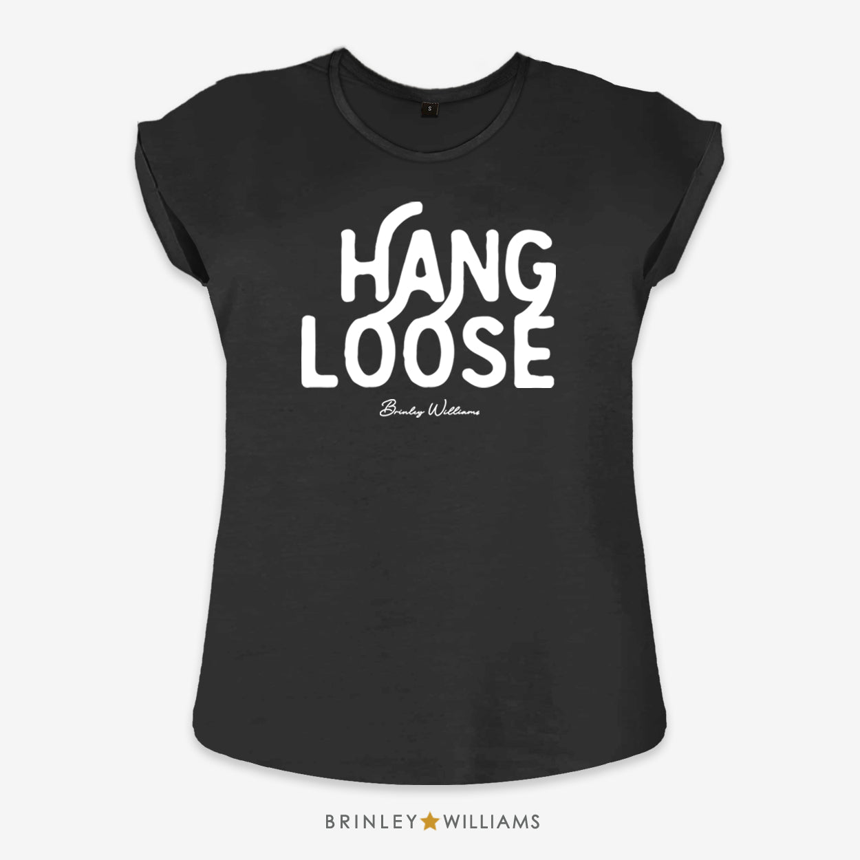 Hang Loose Rolled Sleeve T-shirt - Black